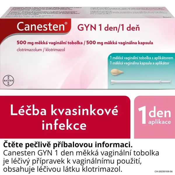 Canesten Gyn 1 den 500mg, 1 měkká vaginální tobolka
