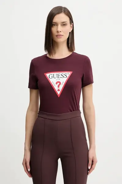 Bavlněné tričko Guess dámské, bílá barva, W1YI1B I3Z14