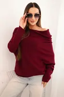 Kesi Włoski Dámský asymetrický batwing svetr z viskózy švestkový