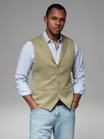 Ombre Fitted men's structured knit vest with lapels - olive
