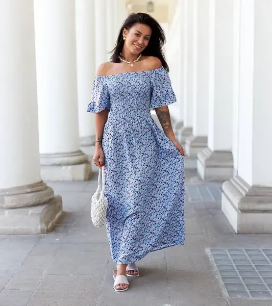 Gemre Blue floral maxi dress Marcello