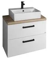 Aqualine Vega - Skrinka s umývadlom, 72x42x61 cm, 2 zásuvky, biela/dub platin VG073-01