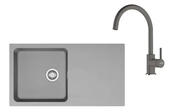 Franke Sety - Kuchynský set T120Š, tectonitový drez OID 611 a batéria FC 6018.084, sivá/sivý kameň 143.0687.379