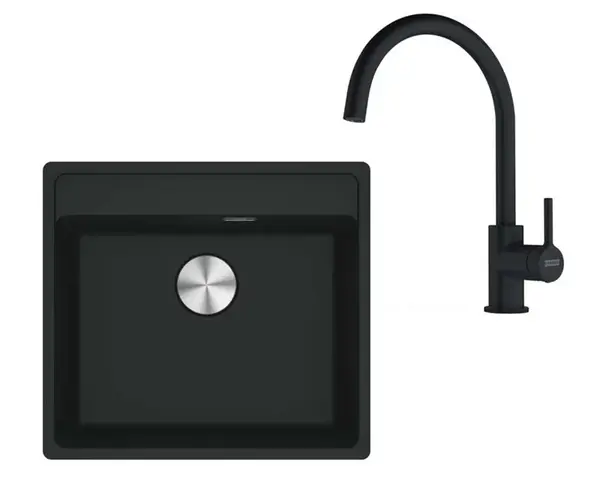 Franke Sety - Kuchynský set G274MČ, fragranitový drez MRG 610-52 RTL a batéria FC 6018.901, matná čierna 114.0700.787