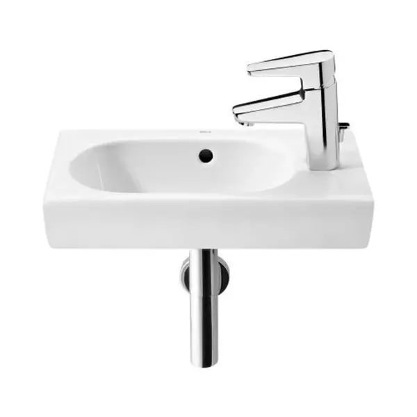 Roca Meridian - Umývátko 45x25 cm, s přepadem, otvor pro baterii vpravo, bílá A327248000