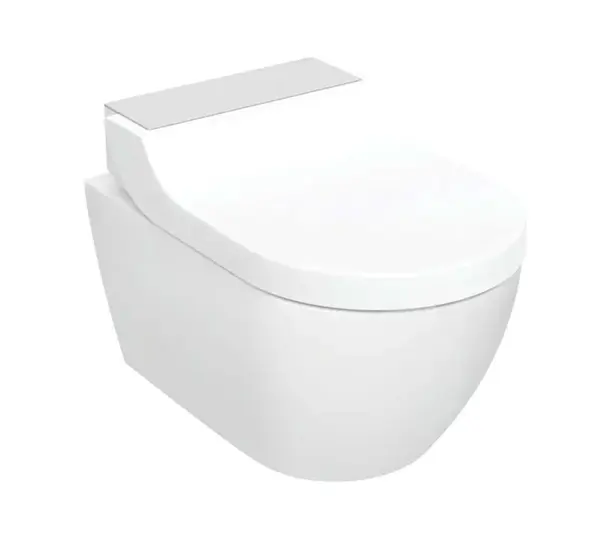 Geberit AquaClean - Elektronický bidet Tuma Comfort s keramikou, závěsný, TurboFlush, SoftClosing, KeraTect, kartáčovaná nerezová ocel 146.290.FW.1