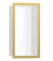 Hansgrohe XtraStoris Individual - Výklenok do steny s designovým rámom, 30x15x10 cm, matná biela/leštený vzhľad zlata 56096990