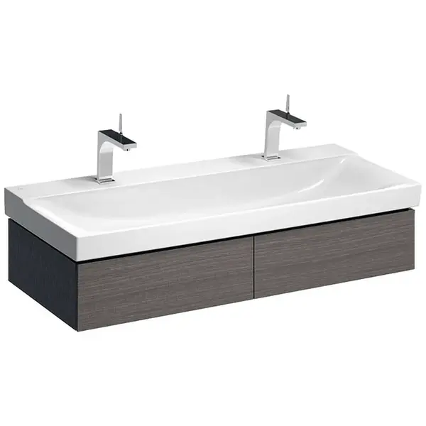 Geberit Xeno 2 - Skrinka pod umývadlo 120 cm, s LED svietidlom, 2 zásuvky, sivá 500.517.43.1