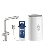 Grohe Red - Dřezová baterie Duo s ohřevem vody a filtrací, zásobník M, supersteel 30327DC1