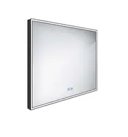 Nimco Zrcadla - Zrcadlo s LED osvětlením, 80x70 cm, dotykový senzor, matná černá ZPC 13003VX-90