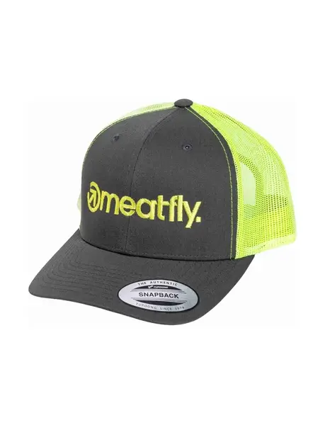 Meatfly kšiltovka MF Logo Trucker Charcoal/Neon Green | Šedá | Velikost One Size