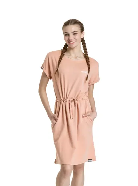 Meatfly dámské šaty Lottie Coral Sands | Písková | Velikost XS | 100% bavlna