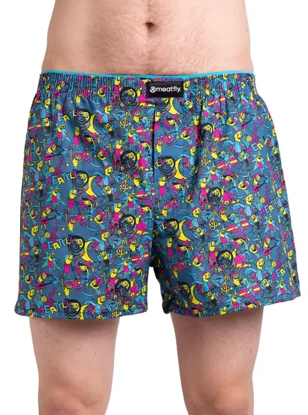 Meatfly pánské boxerky Agostino Double Pack Partyboi/Cityboi | Mnohobarevná | Velikost M