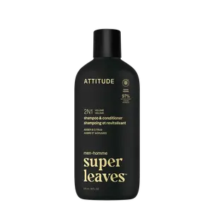 ATTITUDE Pánský šampon a kondicionér pro objem 2v1 Super leaves Amber a Citrus 415 ml