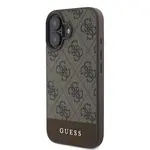 Zadní kryt Guess PU 4G Stripe pro Apple iPhone 16, hnědá