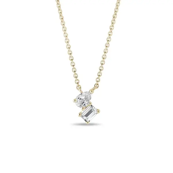 Diamantový náhrdelník cluster ve žlutém 14k zlatě KLENOTA