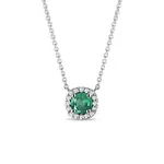 Diamantový náhrdelník z bílého zlata se smaragdem KLENOTA