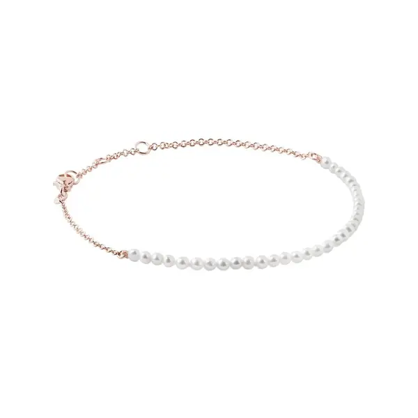 Náramok z ružového zlata so sladkovodnými perličkami KLENOTA