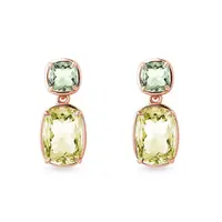 Náušnice s lemon quartz a zeleným ametystom KLENOTA