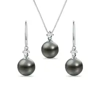 Set z bieleho zlata s tahitskou perlou a diamantmi KLENOTA