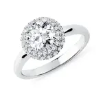 Luxusní diamantový prsten halo z bílého 14k zlata KLENOTA