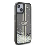 Zadní kryt Guess PC/TPU Liquid Glitter Gold Stripe Zadní pro Apple iPhone 15, black