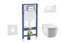 Geberit Duofix - Set predstenovej inštalácie, klozetu TECEone a dosky softclose, tlačidlo Sigma20, biela/lesklý chróm SANI11CT3104