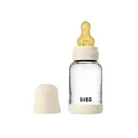 BIBS antikoliková sklenená fľaša s kaučukovým cumlíkom 120ml - Ivory