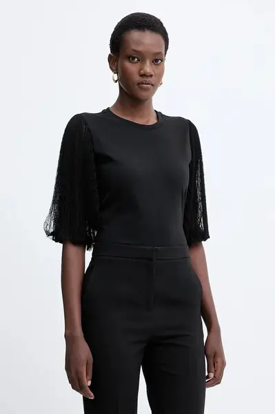 Bavlněná halenka Twinset dámská, černá barva, hladká, 252TT2310