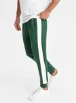 Ombre Men's sweatpants joggers with contrasting stripes - dark green