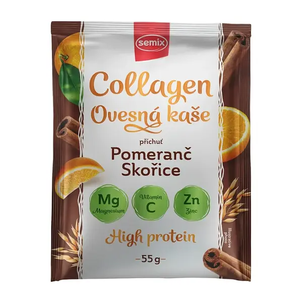 SEMIX Ovsená kaša s kolagénom s pomarančom a škoricou so sladidlom 55 g