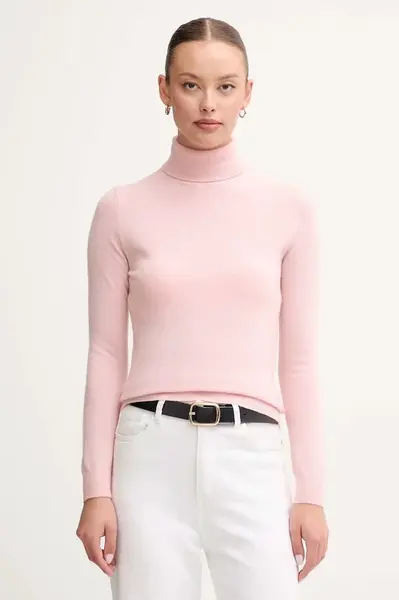 Vlněný svetr United Colors of Benetton dámský, šedá barva, s golfem, 1002D2348