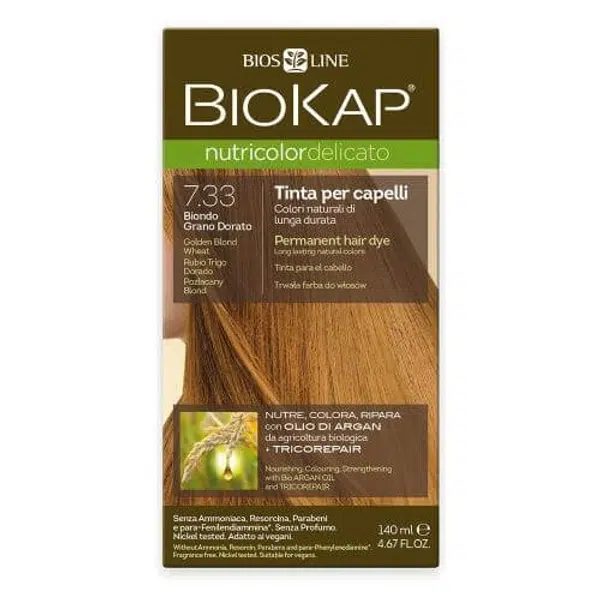 Biokap Nutricolor Delicato - Barva na vlasy 7.33 Blond Zlatá pšenice 140 ml