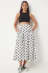 Happiness İstanbul Women's White Polka Dot Summer Poplin Skirt