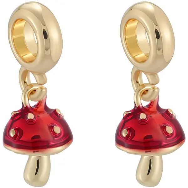 8Pcs Brass Red Enamel Vegetable European Dangle Charms