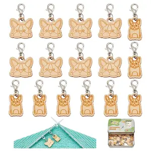 Wood Dog Pendant Locking Stitch Markers