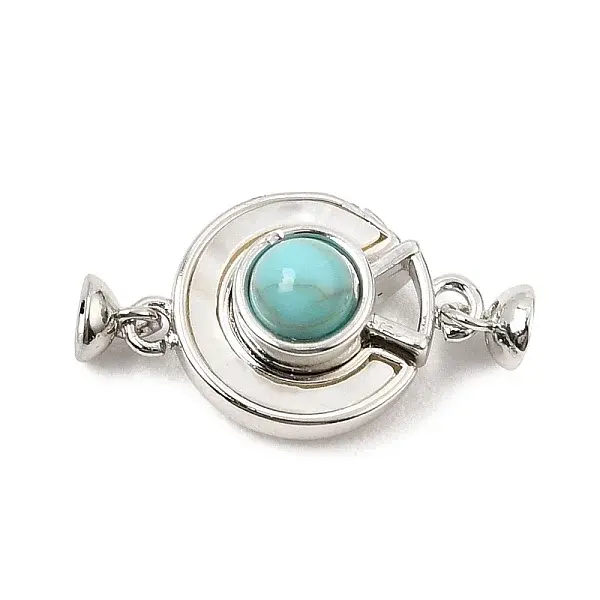 Brass & Natural Shell & Synthetic Turquoise Magnetic Clasps