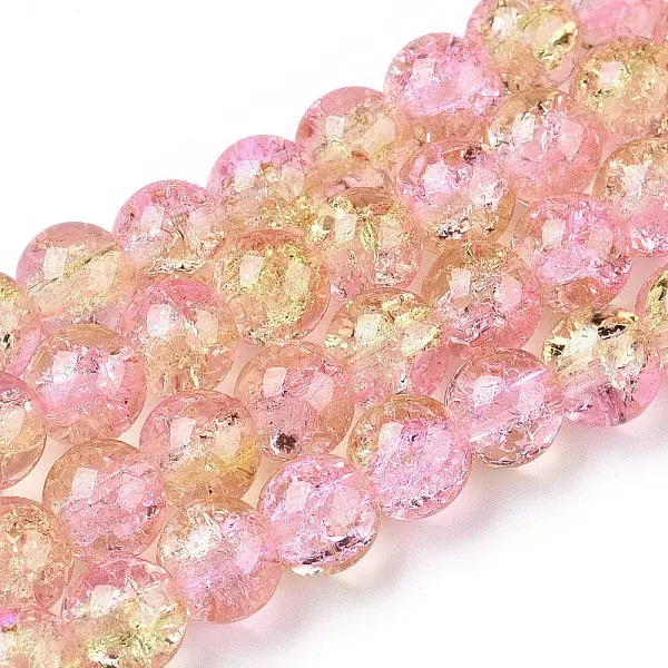 Spray Painted Crackle Glass Beads Strands
