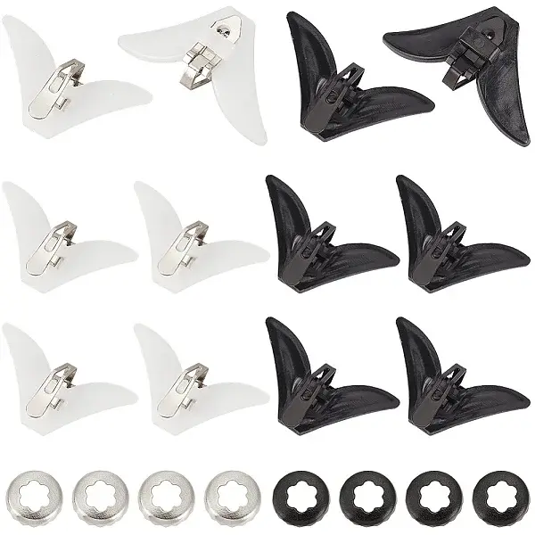20Pcs 2 Colors Plastic & Iron Triangle Bow Tie Clips