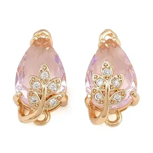 Brass Micro Pave Clear Cubic Zirconia Connector Charms