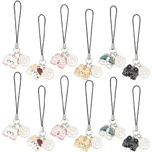 Cat & Paw Print Alloy Enamel Mobile Straps