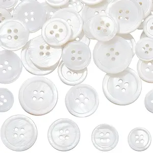 42Pcs 4 Styles 4-Hole Natural Shell Buttons