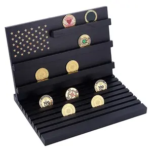 Wooden Commemorative Coin Organizer Slotted Display Stands