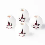 Painted Natural Wood Round Beads