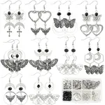 DIY Alloy & Stainless Steel Goth Butterfly Moth Dangle Earring Making Kits