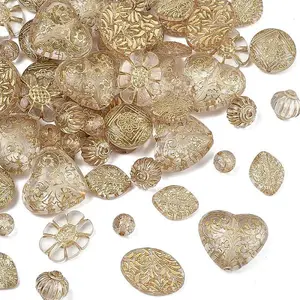 70Pcs 7 Styles Plating Acrylic Beads