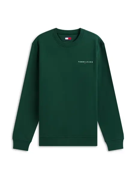Tommy Jeans Mikina 'LINEAR'  smaragdová / biela