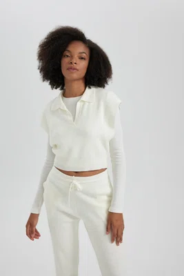 DEFACTO Polo Neck Relax Fit Crop Knitwear Sweater