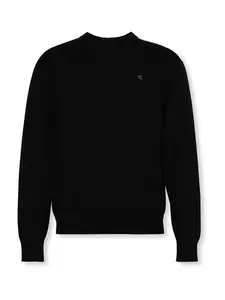 Calvin Klein Jeans Sveter 'Monogram Embroidery Relaxed'  čierna