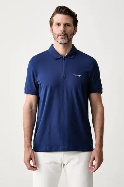Armani Exchange polo pánské bavlněné s elastanem